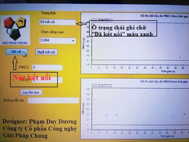 Thiết bị đo nồng độ bụi môi trường PM2.5 và PM10 theo biểu đồ thời gian thực